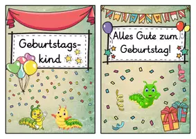 Vorschau - Poster - Geburtstagsaufsteller - Raupe für die Raupenklasse - Seite 1