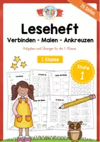 Vorschau - Arbeitsblätter - Leseheft 1. Klasse (Verbinden - Malen - Ankreuzen) - Stufe 1 - Deckblatt