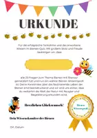 Vorschau - Arbeitsblätter - Bienenquiz mit Urkunde 20 Fragen und Antworten - Seite 1