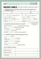 Vorschau - Arbeitsblätter - Present Simple: Questions & Negations - Worksheets - Seite 1
