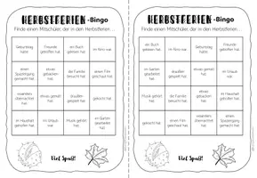 Vorschau - Spiele - Herbstferien Bingo Spiel Ferien - Deckblatt