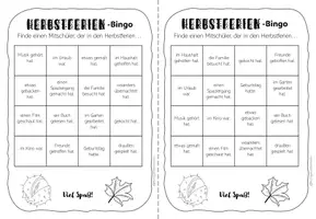 Vorschau - Spiele - Herbstferien Bingo Spiel Ferien - Seite 1