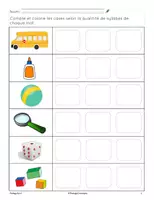 Aperçu - Cartes d'exercices - Compte les syllabes - école - Page 2