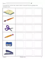 Aperçu - Cartes d'exercices - Compte les syllabes - école - Page 3