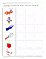 Aperçu - Cartes d'exercices - Compte les syllabes - son f - Page 1