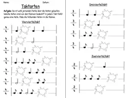 Vorschau - Arbeitsblätter - Notenlehre: Taktarten vervollständigen - Seite 1