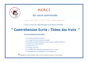 Aperçu - Feuilles d'exercices - Cartes à Pince, Compréhension de phrases, thème des fruits - Page 1