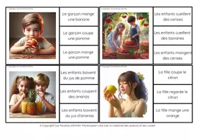 Aperçu - Feuilles d'exercices - Cartes à Pince, Compréhension de phrases, thème des fruits - Page 2