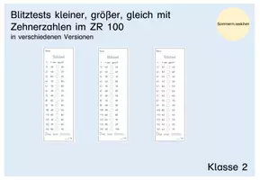 Vorschau - Test - Blitztest_Mathe_kleiner, größer, gleich mit Zehnerzahlen_Zahlenraum 100 - Deckblatt