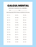 Aperçu - Préparation de séance / Séance complète - Calcul mental Addition et soustraction +4 fiches d'activités - Page de couverture