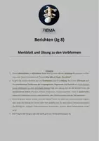 Vorschau - Arbeitsblätter - Bericht (Jg 8): Merkblatt und Übung - Verbformen - Deckblatt
