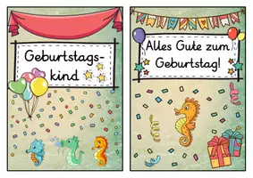 Vorschau - Poster - Geburtstagsaufsteller - Seepferdchen für die Seepferdchenklasse - Seite 1