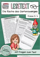 Vorschau - Arbeitsblätter - Die Rache der Gartenzwerge - Lesehäppchen / Lesetext mit Fragen / VERA-Vorbereitung /Leseverstehen Grundschule Klasse 3–4 - Deckblatt
