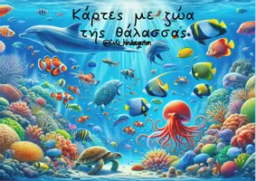 Προεπισκόπηση - Flashcards - Κάρτες με ζώα της θάλασσας - Σελίδα 1
