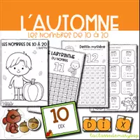 Aperçu - Feuilles d'exercices - Les nombres de 10 à 20 - L´automne - Page de couverture