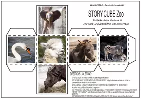 Vorschau - Mal- und Bastelvorlagen - WordsOfBub Geschichtenwürfel Zoo - Deckblatt