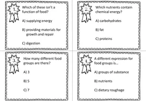 Vorschau - Arbeitsblätter - Multiple Choice Task Cards on Healthy Eating and Nutrition - Bilingual Biology - Biologie - Seite 2