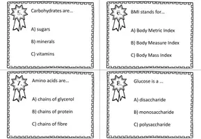 Vorschau - Arbeitsblätter - Multiple Choice Task Cards on Healthy Eating and Nutrition - Bilingual Biology - Biologie - Seite 3