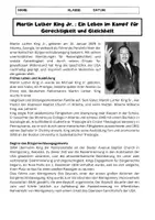 Vorschau - Arbeitsblätter - Martin Luther King Jr.: Biographie: Bürgerrechte, Gewaltlosigkeit - Seite 1
