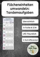 Vorschau - Arbeitsblätter - Tandemaufgaben: Umrechnen von Flächeneinheiten - Deckblatt