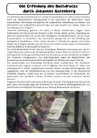 Vorschau - Arbeitsblätter - Johannes Gutenberg Buchdruck Erfindung Geschichte Auswirkungen - Seite 1