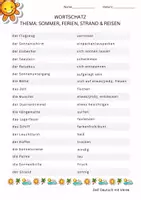 Vorschau - Arbeitsblätter - Sommer, Ferien & Reisen - DaF/DaZ A1-A2 Wortschatz - Bildkarten & Arbeitsblatt - Seite 1