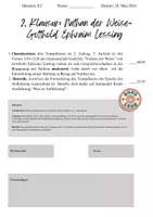 Vorschau - Klassenarbeiten - Klausur Nathan der Weise - Deckblatt