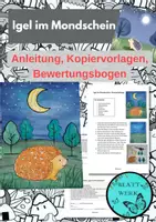 Vorschau - Mal- und Bastelvorlagen - Igel im Mondschein: Kunstprojekt mit Anleitung, Kopiervorlagen und Bewertungsbogen, Herbst - Deckblatt