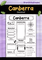 Vorschau - Arbeitsblätter - Canberra Steckbrief - Hauptstadt in Australien (Deutsch) - Deckblatt