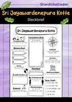 Vorschau - Arbeitsblätter - Sri Jayawardenepura Kotte Steckbrief - Hauptstadt in Sri Lanka (Deutsch) - Deckblatt