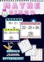 Vorschau - Spiele - Mathe Bingo 100 Aufgabenkarten + 40 Bingofelder - Deckblatt