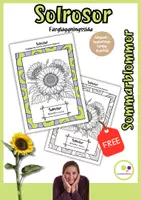 förhandsvisning - Freebie: gratis Färgläggningsbild Solros - försättsblad