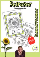 förhandsvisning - Freebie: gratis Färgläggningsbild Solros - sida 1