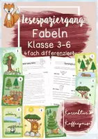 Vorschau - Arbeitsblätter - Lesespaziergang "Fabeln" - Klasse 3-6 + Aufgaben - Deckblatt