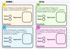 Vista previa - Refuerzo / NEE / Materiales de apoyo - Resolución de problemas matemáticos (Sumas y restas sencillas). 52 Textos cortos - página 3