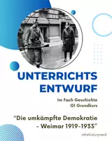 Vorschau - Stundenentwürfe - Unterrichtsentwurf Q1 Grundkurs: "Die umkämpfte Demokratie - Weimar 1919-1933" - Deckblatt