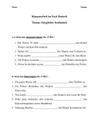 Vorschau - Arbeitsblätter - Klassenarbeit zum Thema „Satzglieder bestimmen“ - Deckblatt