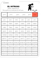 Vista previa - Hojas de trabajo - Aprender a leer y escribir. Percepción visual (sílaba y palabra) - página 2