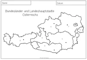 Vorschau - Arbeitsblätter - Bundesländer und Landeshauptstädte Österreichs - Kartenarbeit - Seite 1