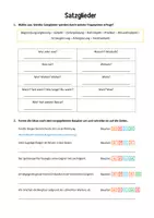 Vorschau - Arbeitsblätter - Arbeitsblatt - Satzglieder bestimmen - Deckblatt