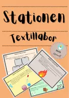 Vorschau - Unterrichtsreihen - Stationen Textillabor - Eigenschaften von Textilien/Stoffen - Deckblatt