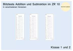 Vorschau - Arbeitsblätter - Materialpaket Blitztests Zahlenraum 10 - Deckblatt
