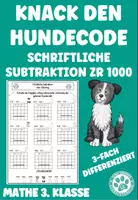 Vorschau - Arbeitsblätter - Schriftliche Subtraktion ZR 1000 mit geheimen Hundecode Mathe 3. Klasse - Deckblatt