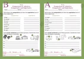 Vorschau - Arbeitsblätter - Test: Comparison of Adjetives - Comparative & Superlative - Deckblatt
