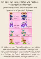 Vorschau - Spiele - Einzahl/Mehrzahl Märchen (Anfangsunterricht/DaZ) Spiel - Deckblatt