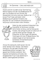 Vorschau - Arbeitsblätter - Lesen und anmalen, Sommer, Leseverständnis - Seite 2