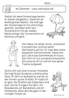 Vorschau - Arbeitsblätter - Lesen und anmalen, Sommer, Leseverständnis - Seite 3