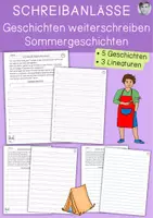 Vorschau - Arbeitsblätter - Schreibanlässe zum Sommer, Geschichten weiterschreiben - Deckblatt