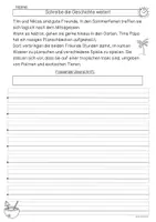 Vorschau - Arbeitsblätter - Schreibanlässe zum Sommer, Geschichten weiterschreiben - Seite 1
