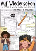 Vorschau - Mal- und Bastelvorlagen - Auf Wiedersehen / Abschied - Warme Dusche in Sketchnotes / ABs - Deckblatt